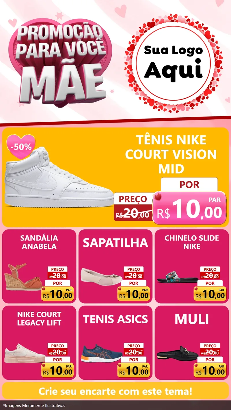 Modelo de Rede Social para Stories com o tema Promoção Para Você Mãe para Calçados