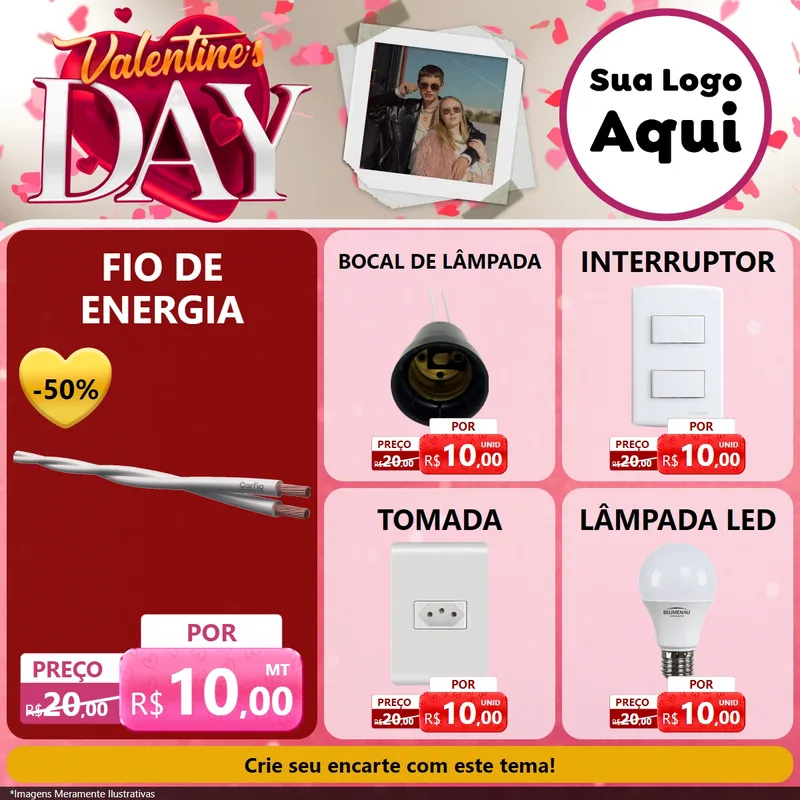 Modelo de Rede Social para Feed Facebook com o tema Valentine's Day para Materiais Elétricos