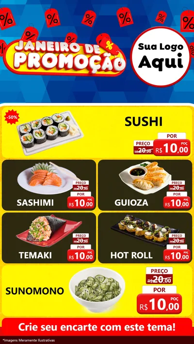 Modelo de TV para TV Vertical com o tema Janeiro de Promoção para Comida japonesa