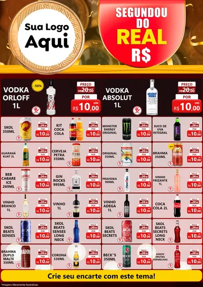 Modelo de Encarte para Encarte A4 Vertical com o tema Segundou do Real para Distribuidora de bebidas