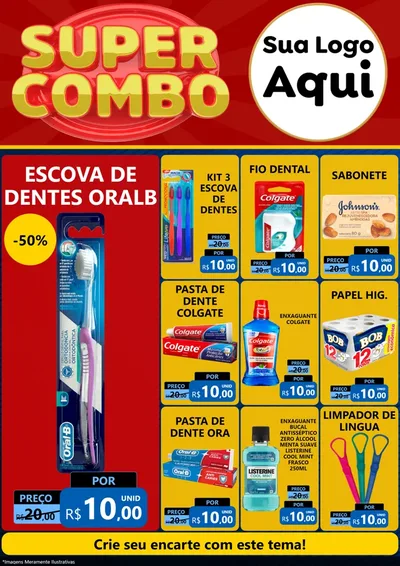 Modelo de Encarte para Encarte A4 Vertical com o tema Super Combo para Higiene Pessoal