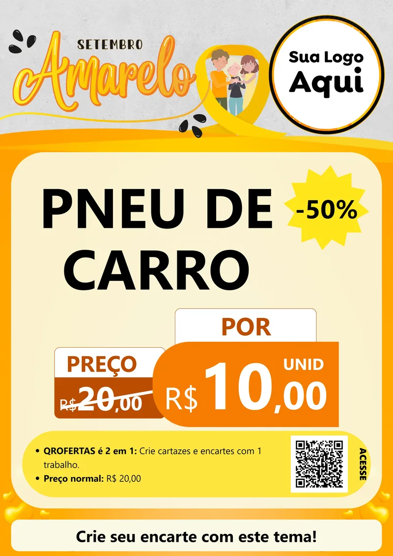 Modelo de Cartaz para Cartaz A4 Vertical com o tema Setembro Amarelo para Auto peças