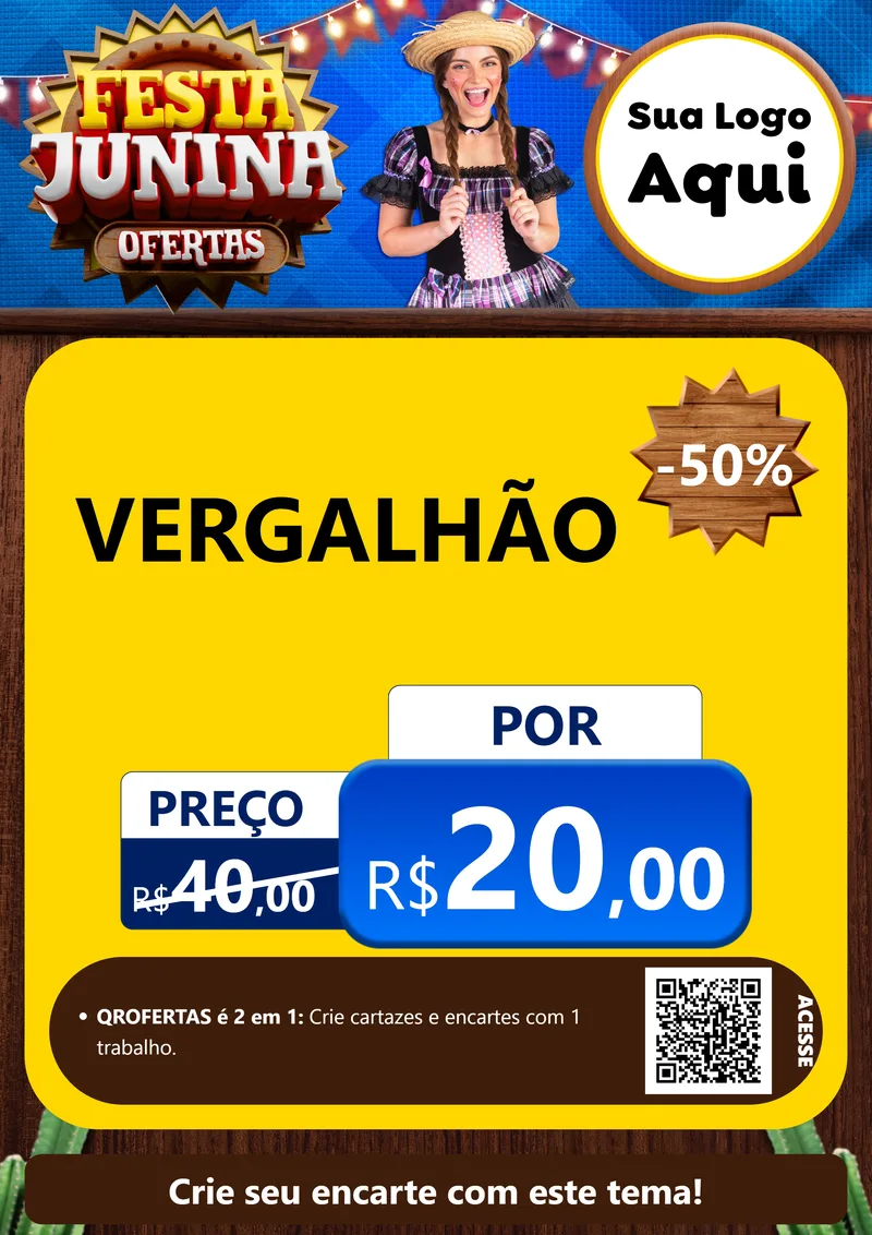 Modelo de Cartaz para Cartaz A4 Vertical com o tema Festa Junina Ofertas para Ferragens