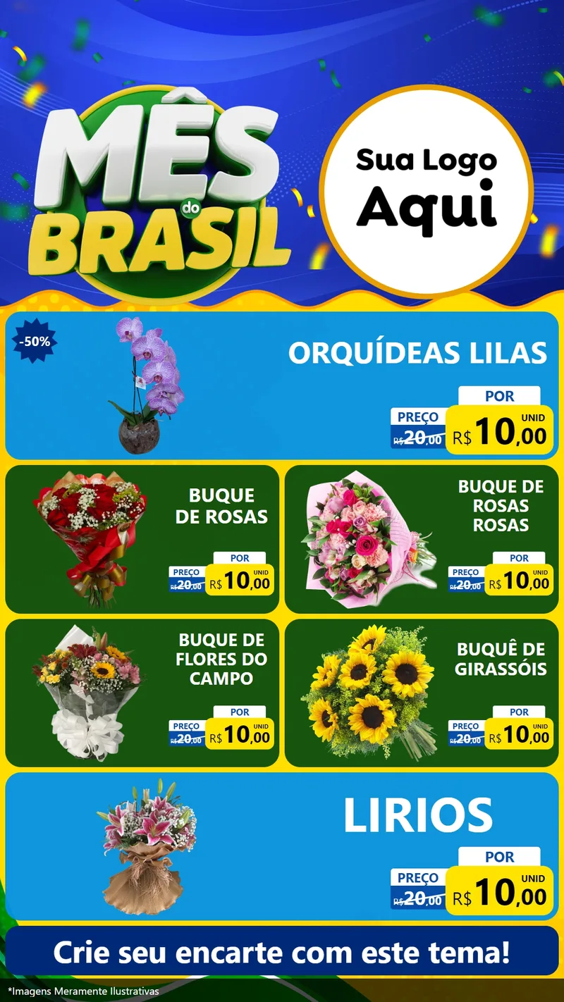 Modelo de TV para TV Vertical com o tema Mês do Brasil para Floricultura e jardim