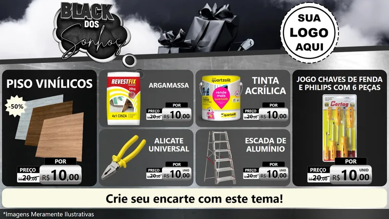 Modelo de TV para TV Horizontal com o tema Black dos Sonhos para Material para Construção