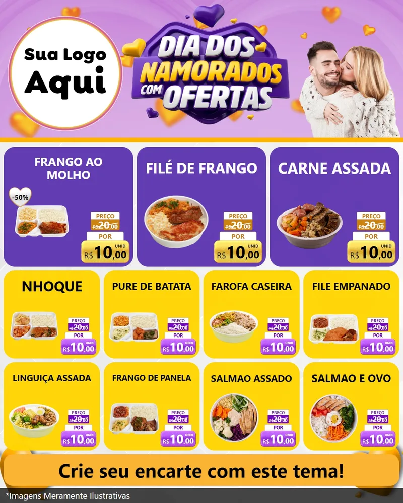 Modelo de Rede Social para Feed Instagram com o tema Dia Dos Namorados Com Ofertas para Restaurante