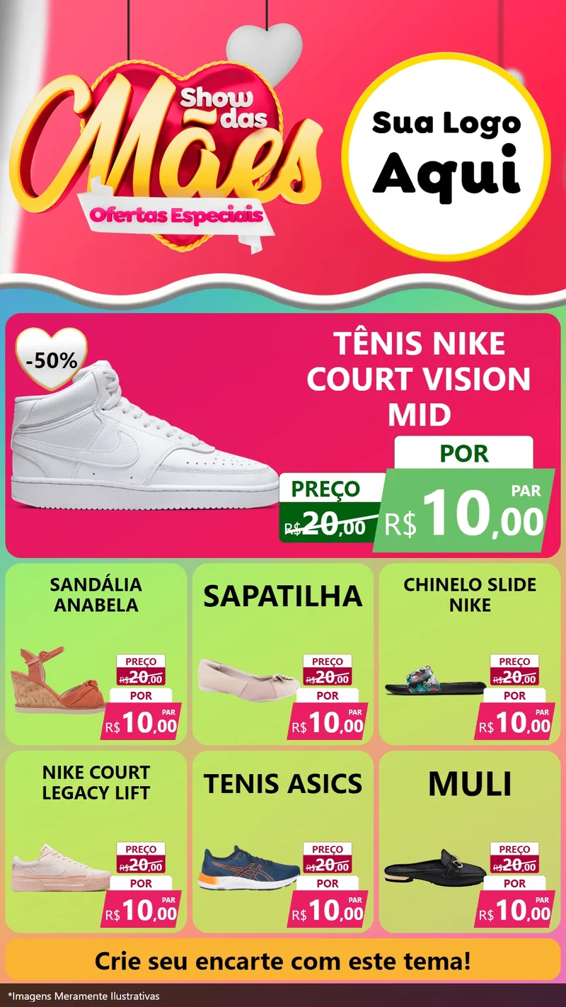 Modelo de Rede Social para Stories com o tema Show das Mães - Ofertas Especiais para Calçados