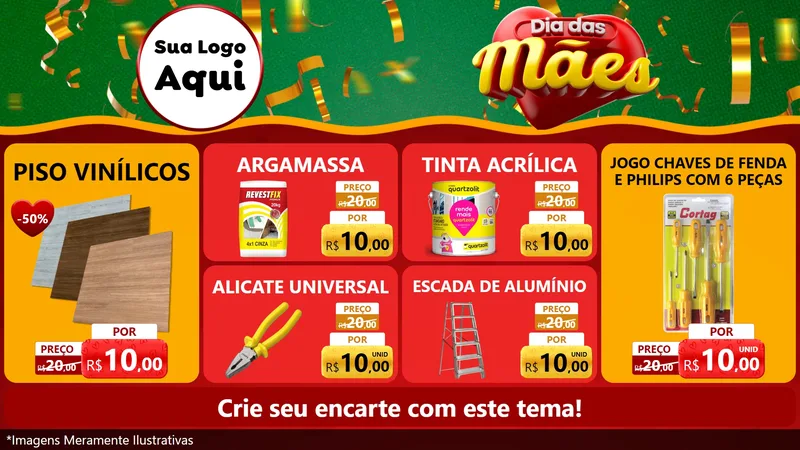 Modelo de TV para TV Horizontal com o tema Dia das Mães para Material para Construção