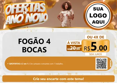 Modelo de Cartaz para Cartaz A4 Horizontal com o tema Ofertas de Ano Novo para Móveis e Eletro