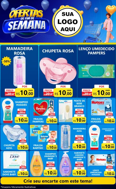 Modelo de Encarte para Encarte Grande com o tema Ofertas de Fim de Semana para Bebês