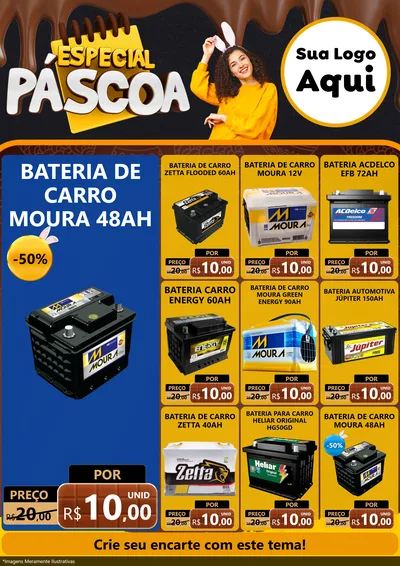 Modelo de Encarte para Encarte A4 Vertical com o tema Especial Páscoa para Baterias Elétricas