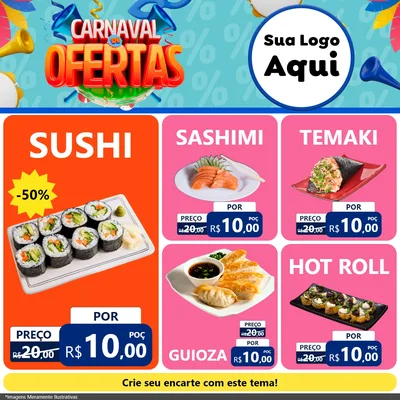 Modelo de Rede Social para Feed Facebook com o tema Carnaval de Ofertas para Comida japonesa