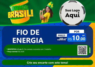 Modelo de Cartaz para Cartaz A4 Horizontal com o tema Vamos Brasil - Copa para Materiais Elétricos
