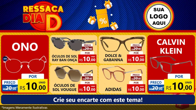 Modelo de TV para TV Horizontal com o tema Ressaca Dia D para Óticas