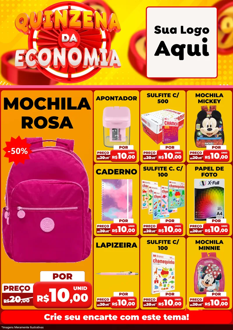 Modelo de Encarte para Encarte A4 Vertical com o tema Quinzena Da Economia para Papelaria