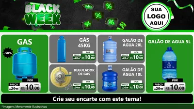 Modelo de TV para TV Horizontal com o tema Black Week para Água e gás