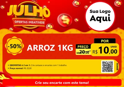Modelo de Cartaz para Cartaz A4 Horizontal com o tema Julho Ofertas Imbatíveis para Supermercado