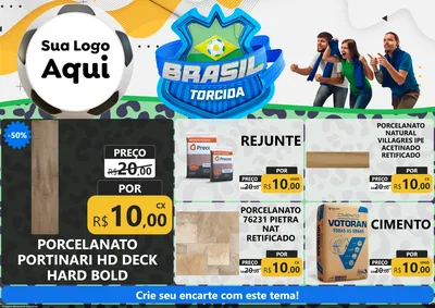 Modelo de Encarte para Encarte A4 Horizontal com o tema Brasil Torcida - Copa para Pisos e revestimentos