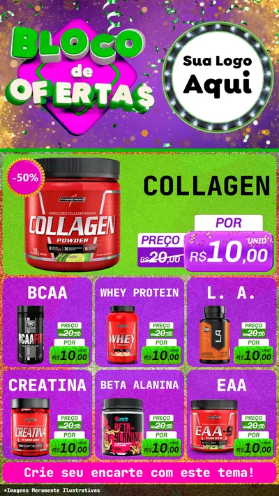 Modelo de Rede Social para Stories com o tema Bloco de Ofertas para Suplementos alimentares