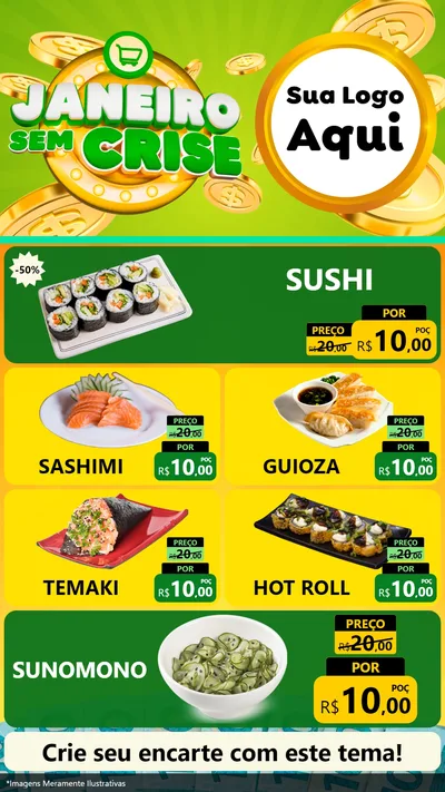 Modelo de TV para TV Vertical com o tema Janeiro Sem Crise para Comida japonesa