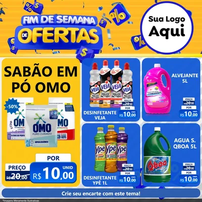 Modelo de Rede Social para Feed Facebook com o tema Fim de Semana de Ofertas para Produtos de Limpeza