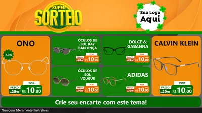 Modelo de TV para TV Horizontal com o tema Super Sorteio para Óticas