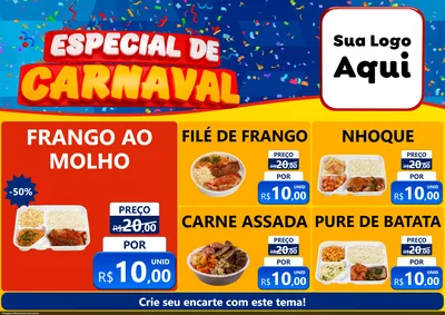 Modelo de Encarte para Encarte A4 Horizontal com o tema Especial de Carnaval para Restaurante