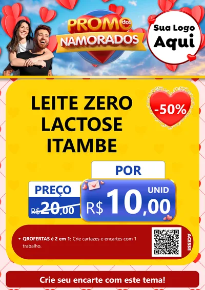 Modelo de Cartaz para Cartaz A4 Vertical com o tema Promo dos Namorados para Frios e Laticínios