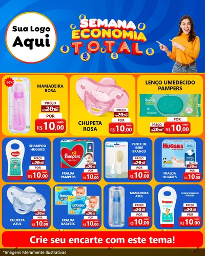 Modelo de Rede Social para Feed Instagram com o tema Semana Economia Total para Bebês