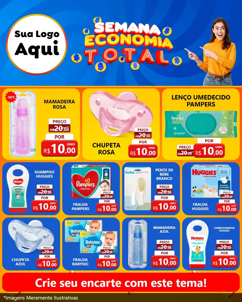 Modelo de Rede Social para Feed Instagram com o tema Semana Economia Total para Bebês