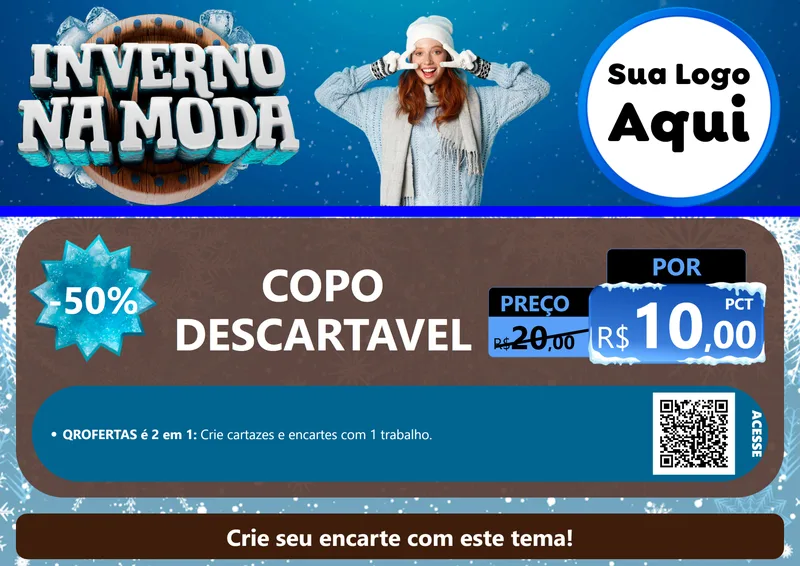 Modelo de Cartaz para Cartaz A4 Horizontal com o tema Inverno na Moda para Embalagens