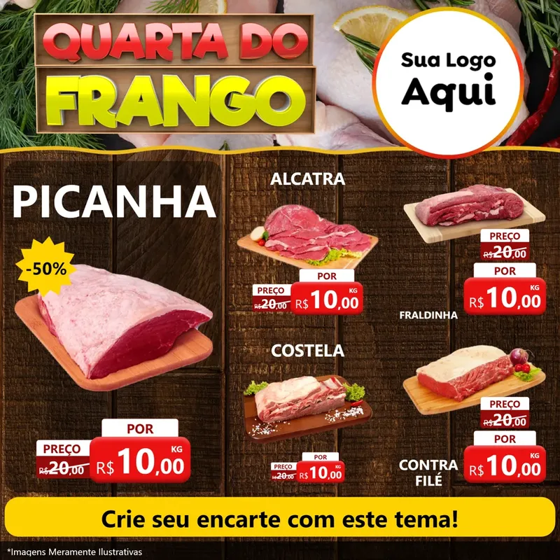 Modelo de Rede Social para Feed Facebook com o tema Quarta do Frango para Açougue