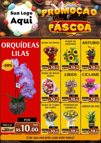 Modelo de Encarte para Encarte A4 Vertical com o tema Promoção Páscoa para Floricultura e jardim