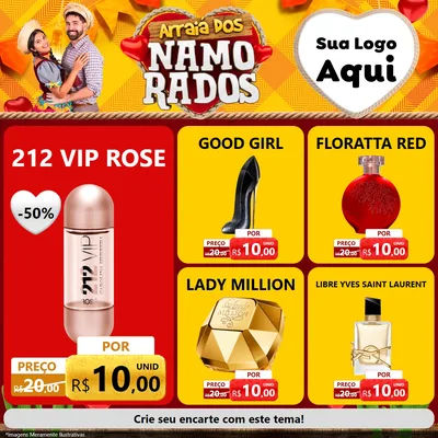 Modelo de Rede Social para Feed Facebook com o tema Arraiá dos Namorados para Perfumes