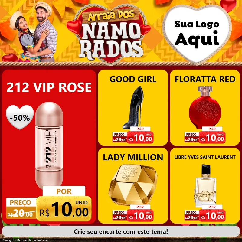 Modelo de Rede Social para Feed Facebook com o tema Arraiá dos Namorados para Perfumes
