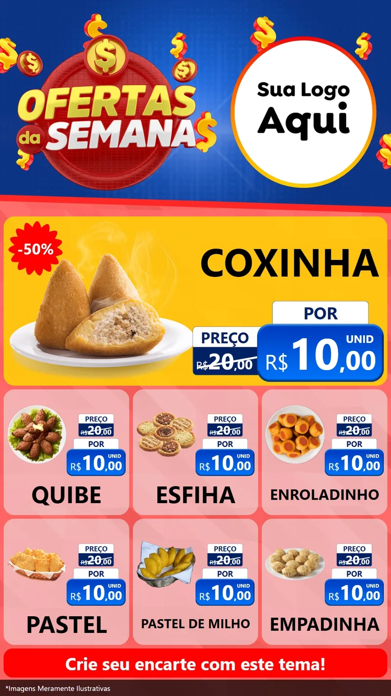 Modelo de Rede Social para Stories com o tema Ofertas Da Semana para Salgadaria