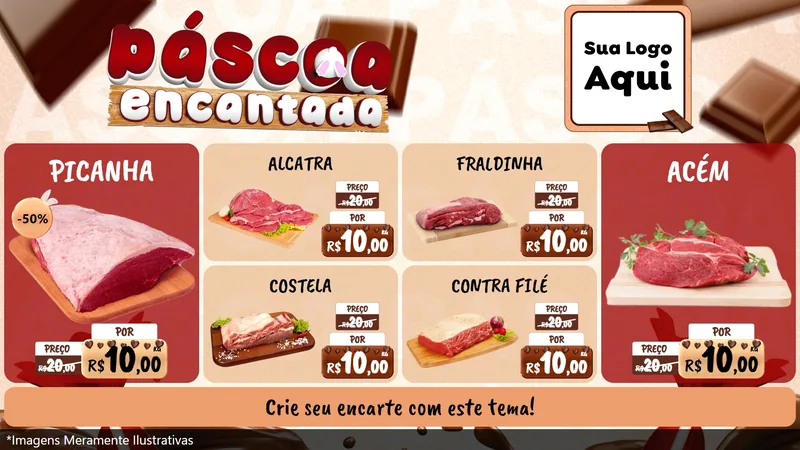 Modelo de TV para TV Horizontal com o tema Páscoa Encantada para Açougue