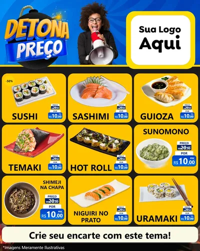 Modelo de Rede Social para Feed Instagram com o tema Detona Preços para Comida japonesa
