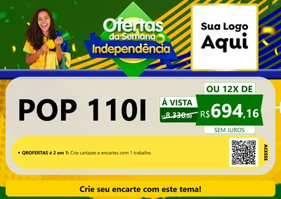 Modelo de Cartaz para Cartaz A4 Horizontal com o tema Ofertas da Semana da Independência para Concessionaria de Motos