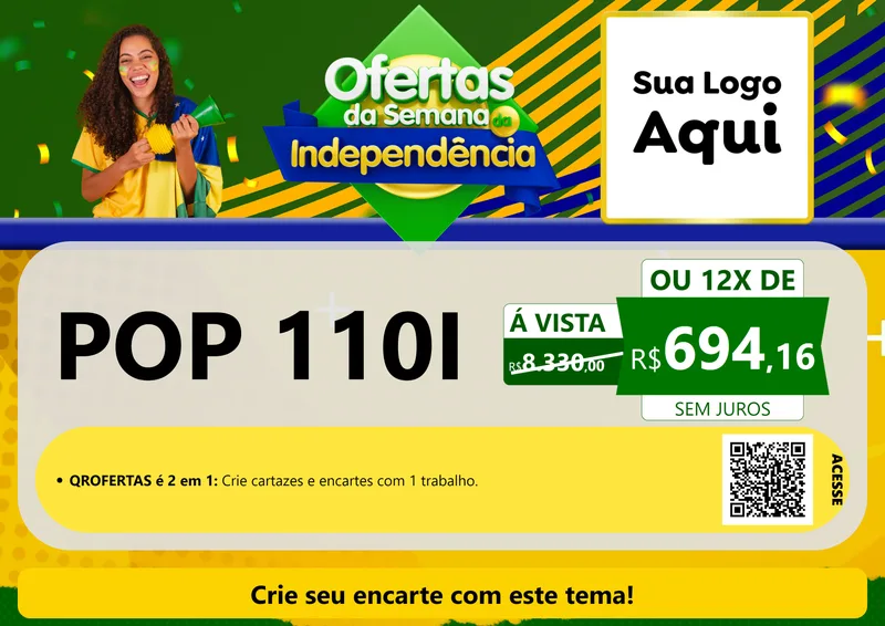 Modelo de Cartaz para Cartaz A4 Horizontal com o tema Ofertas da Semana da Independência para Concessionaria de Motos