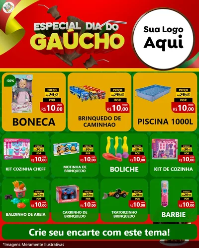 Modelo de Rede Social para Feed Instagram com o tema Especial Dia do Gaúcho para Brinquedos