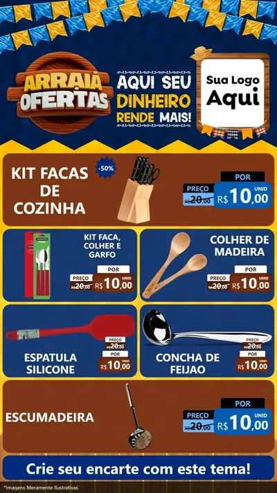Modelo de TV para TV Vertical com o tema Arraiá de Ofertas - Junina para Utilidades Domésticas