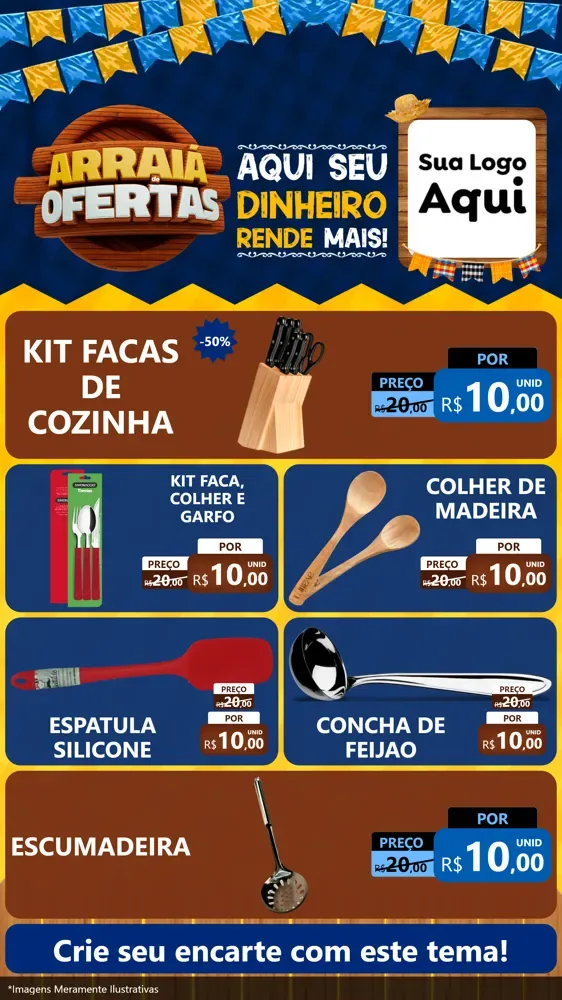 Modelo de TV para TV Vertical com o tema Arraiá de Ofertas - Junina para Utilidades Domésticas
