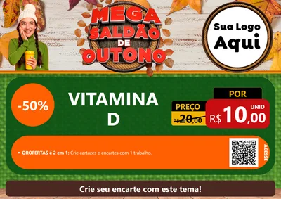 Modelo de Cartaz para Cartaz A4 Horizontal com o tema Mega Saldão de Outono para Farmácia