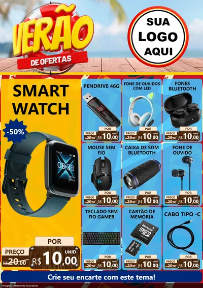 Modelo de Encarte para Encarte A4 Vertical com o tema Verão de Ofertas para Informática