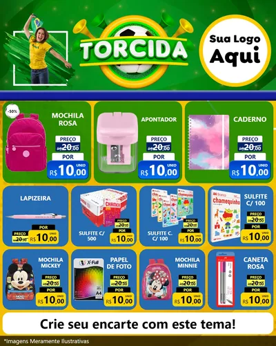 Modelo de Rede Social para Feed Instagram com o tema Torcida para Papelaria
