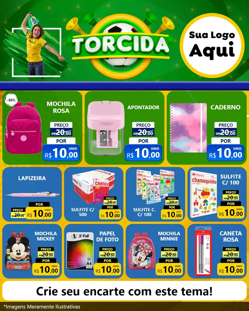 Modelo de Rede Social para Feed Instagram com o tema Torcida para Papelaria