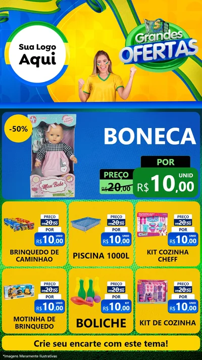 Modelo de Rede Social para Stories com o tema Grandes Ofertas para Brinquedos
