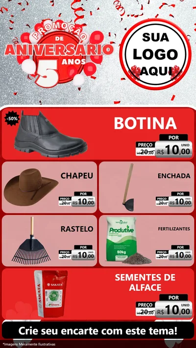 Modelo de TV para TV Vertical com o tema Promoção de Aniversário - 5 Anos para Agropecuária