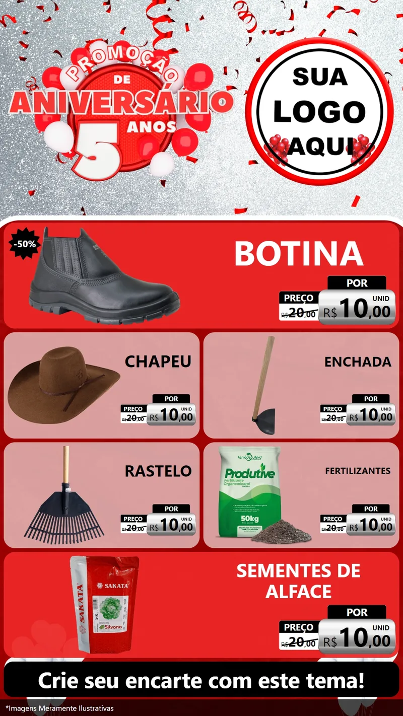 Modelo de TV para TV Vertical com o tema Promoção de Aniversário - 5 Anos para Agropecuária